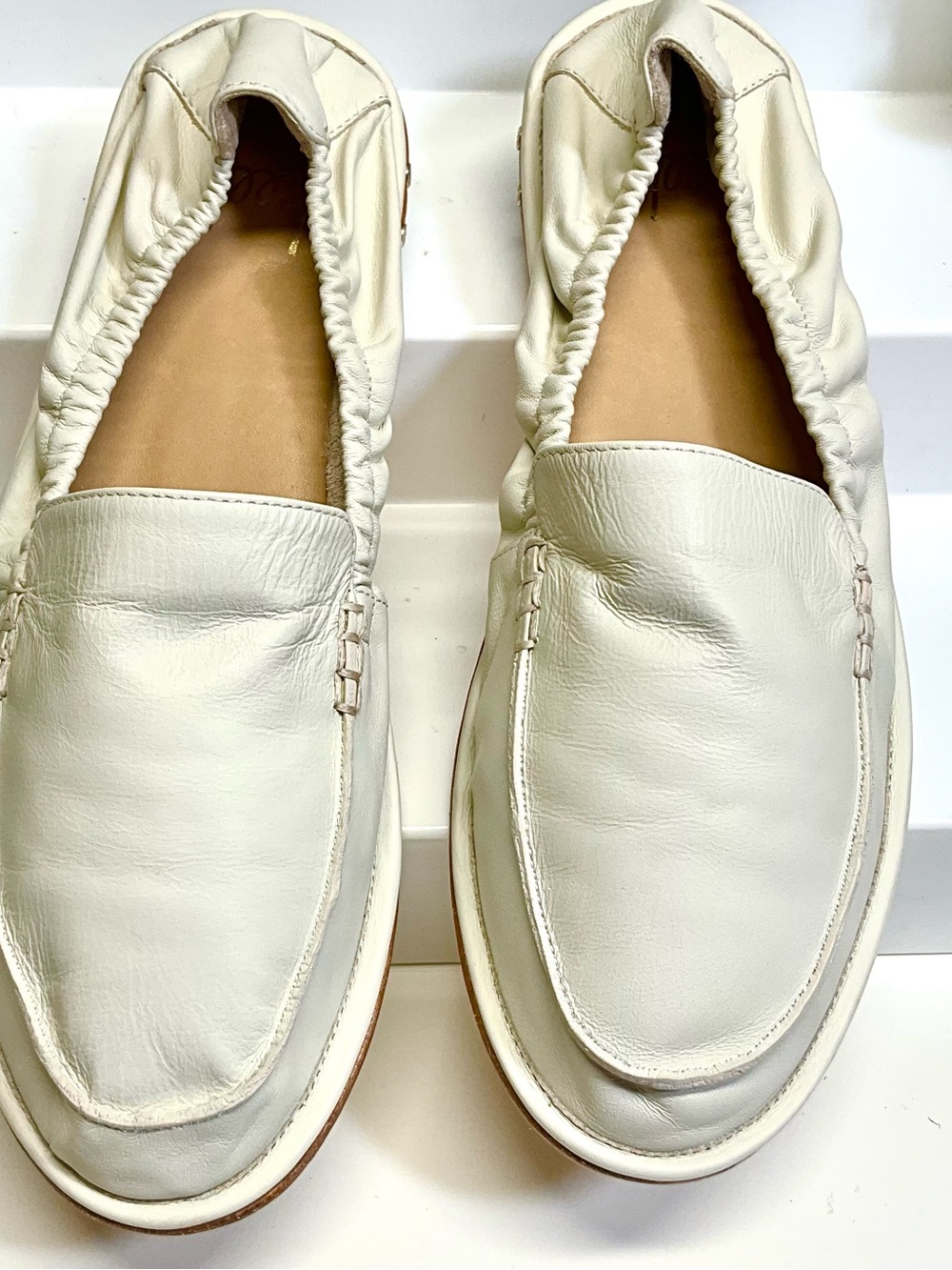 beek Cream Leather Slip-On Loafers